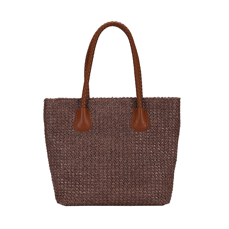 Fashion European and American Style Straw Woven Bag Shoulder Bag Simple Fashion Travel Beach Basket Crossbody Bag