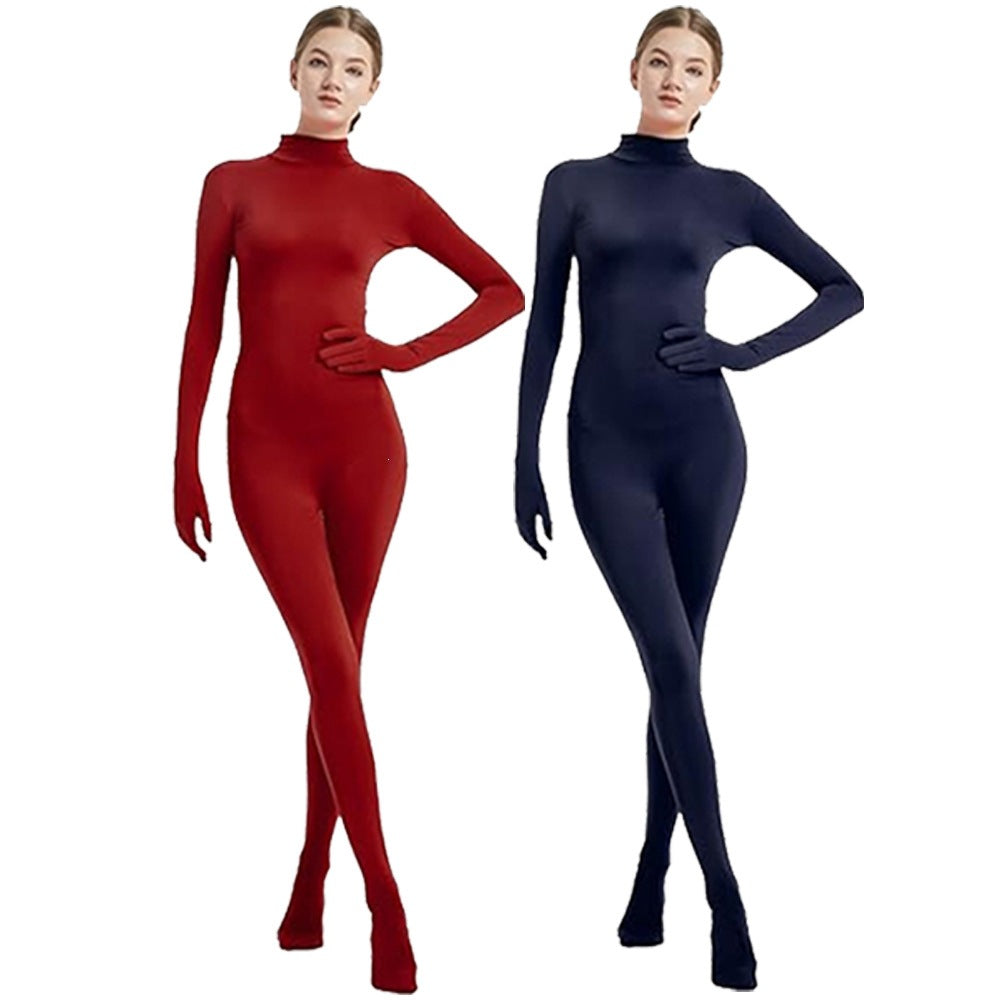 Full Coverage Footed Bodysuit Cosplay Suit Elastic Lycra Zentai One-Piece Dance Halloween Performance Costume