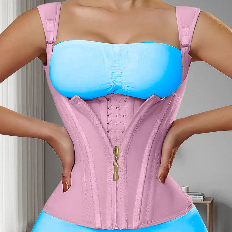 Double Layer Steel Bone Slimming Waist Training Shaping Top with Abdominal Support Latex Shapewear Vest