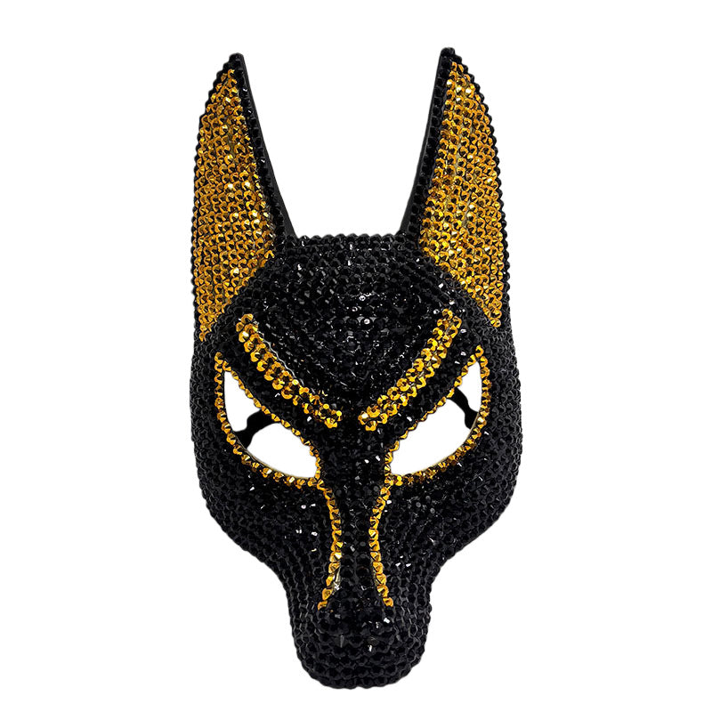 Sparkly Anubis Mask, Rhinestone Egyptian God Mask for Halloween & Masquerade Party