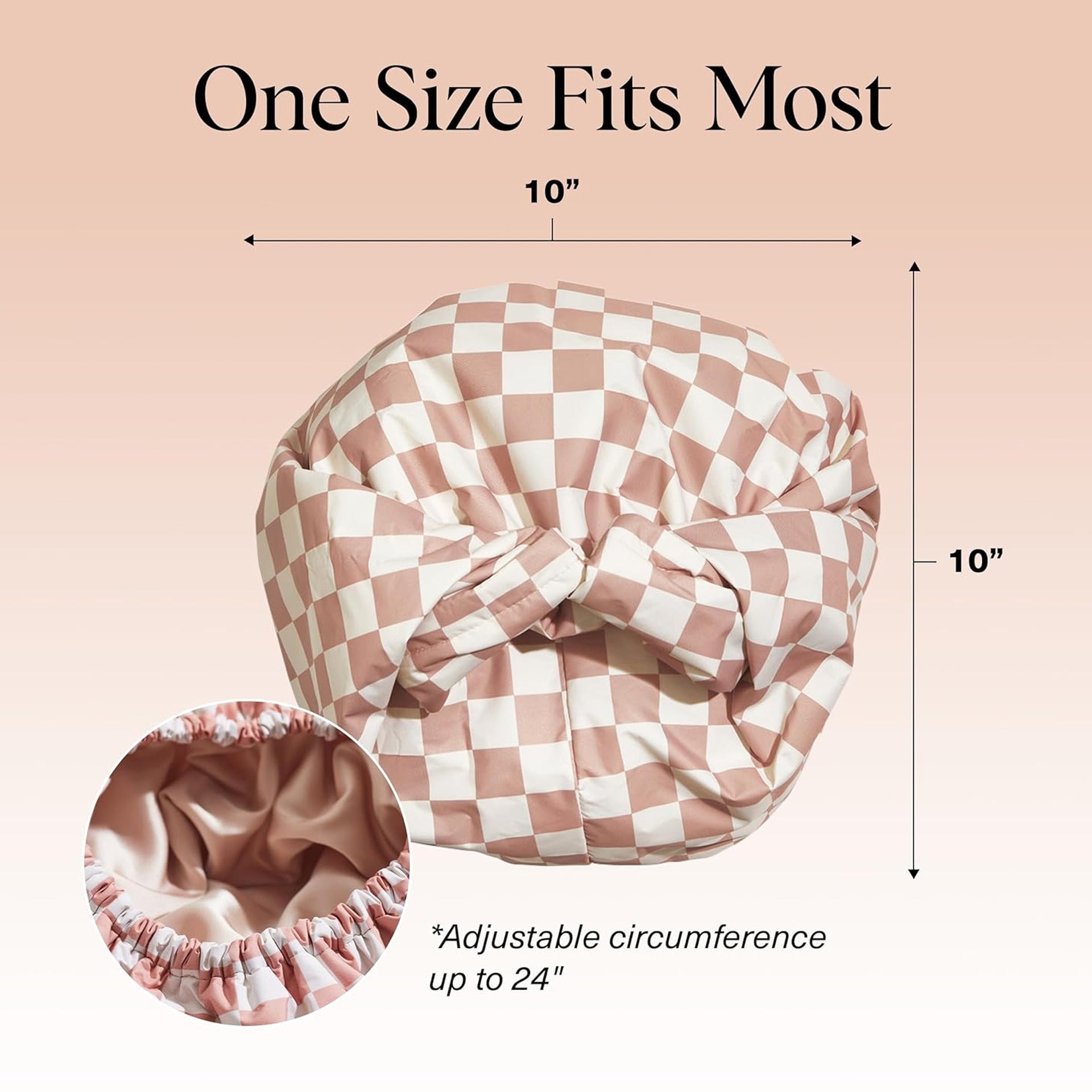 Waterproof Three-Layer Bath Cap with Silk-Like Lining and Checkered Design, Premium Hair Care Cap