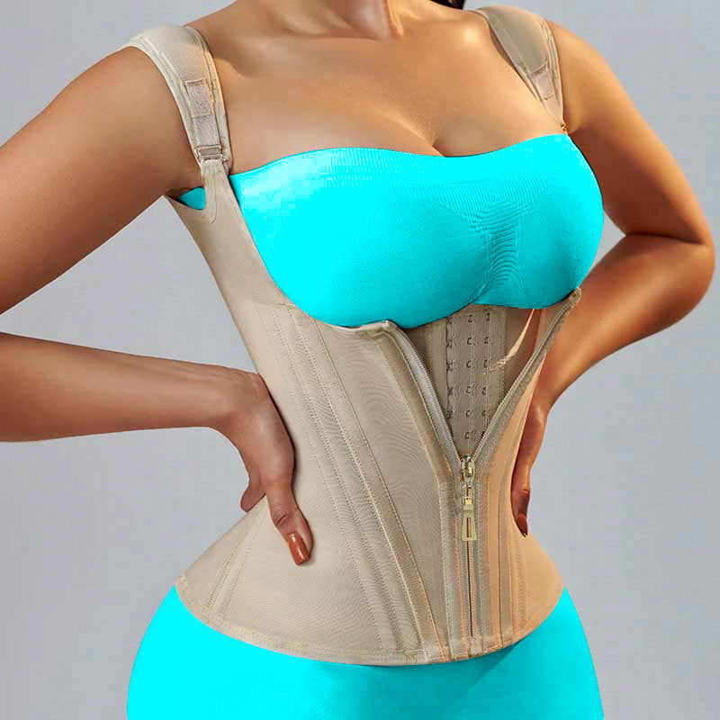 Double Layer Steel Bone Slimming Waist Training Shaping Top with Abdominal Support Latex Shapewear Vest