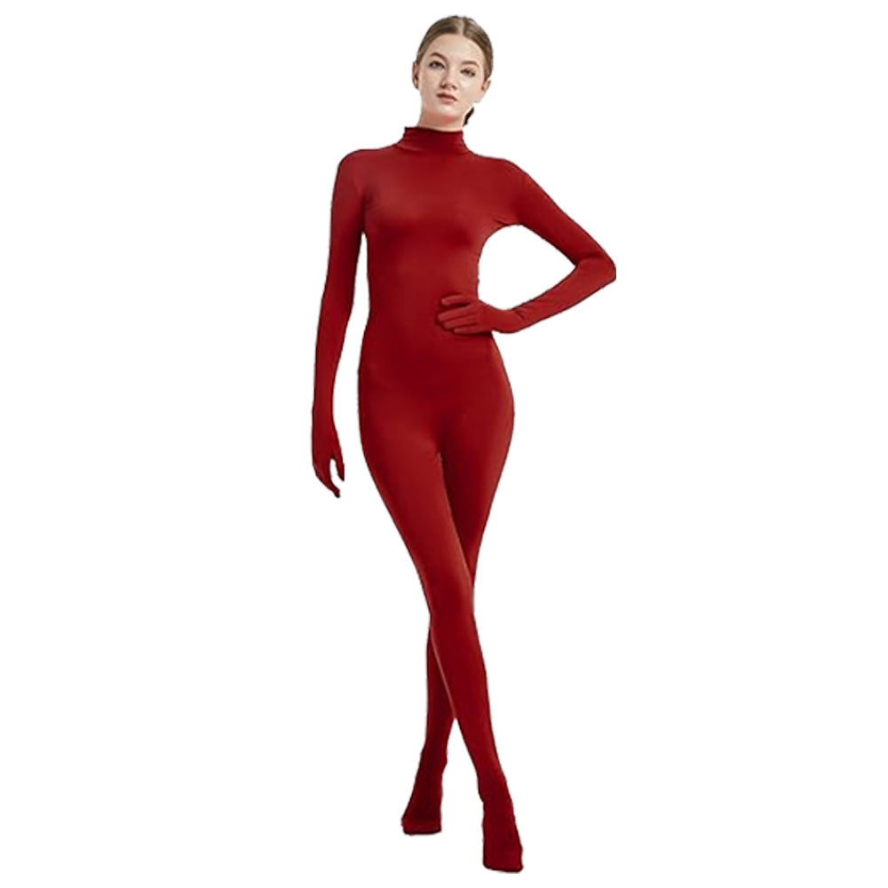 Full Coverage Footed Bodysuit Cosplay Suit Elastic Lycra Zentai One-Piece Dance Halloween Performance Costume