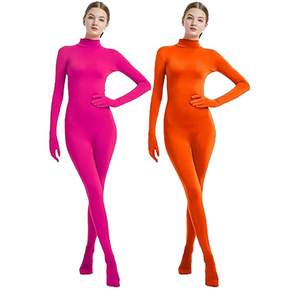 Full Coverage Footed Bodysuit Cosplay Suit Elastic Lycra Zentai One-Piece Dance Halloween Performance Costume