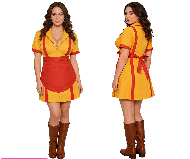 Breakout Sisters Uniform Fast Food Maid Dress Halloween Party Waitress Cosplay Costume