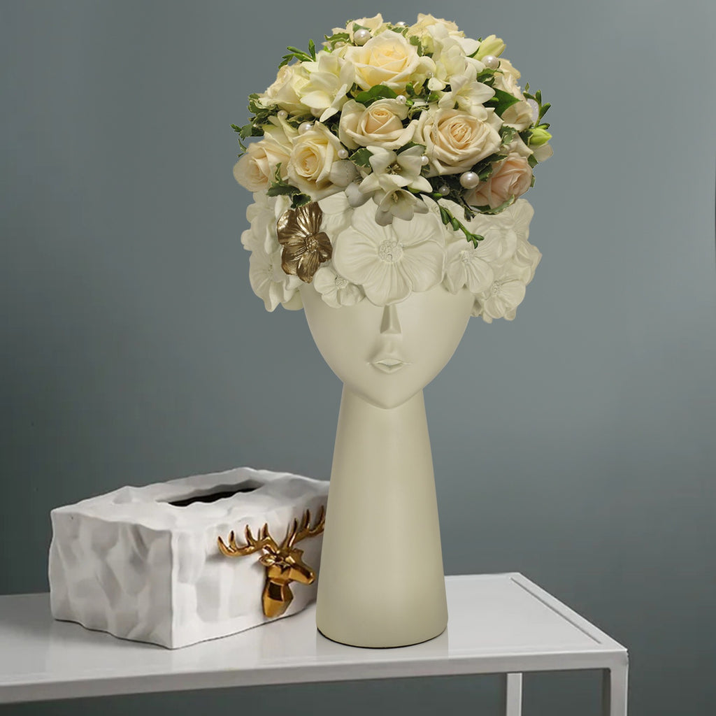 beige flowerpot home resin ornaments