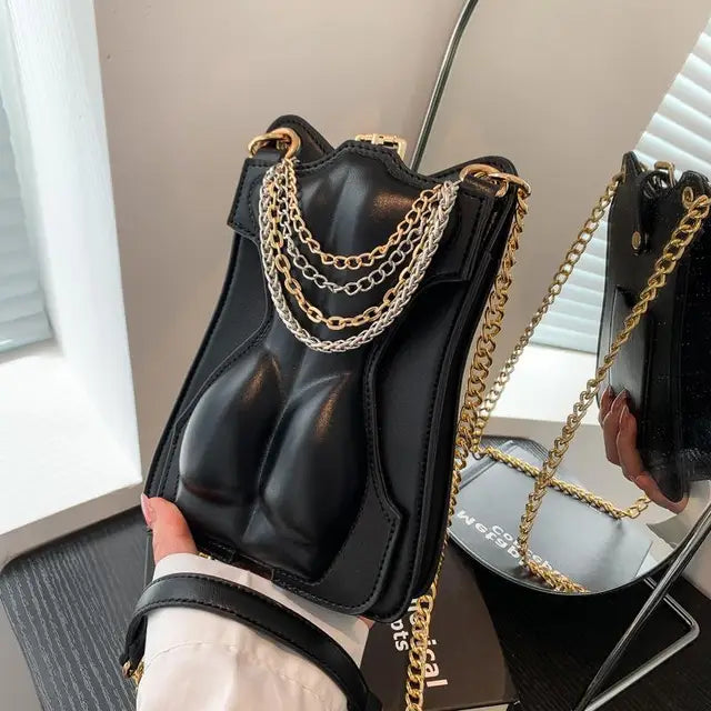 Chic Black Chain Handbags For Women's Messenger Bags Female Shoulder Bag Mobile Phone Bag Small Crossbody Wallet