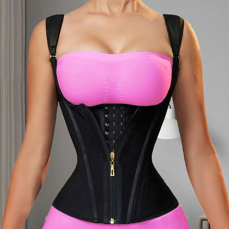 Double Layer Steel Bone Slimming Waist Training Shaping Top with Abdominal Support Latex Shapewear Vest