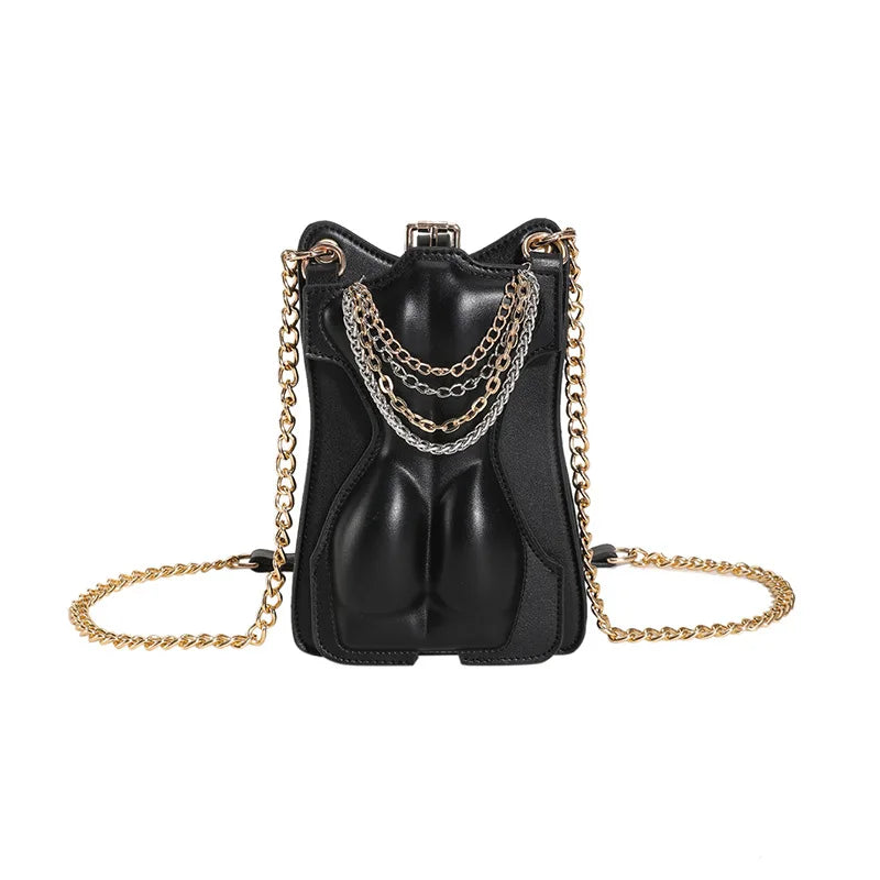 Chic Black Chain Handbags For Women's Messenger Bags Female Shoulder Bag Mobile Phone Bag Small Crossbody Wallet
